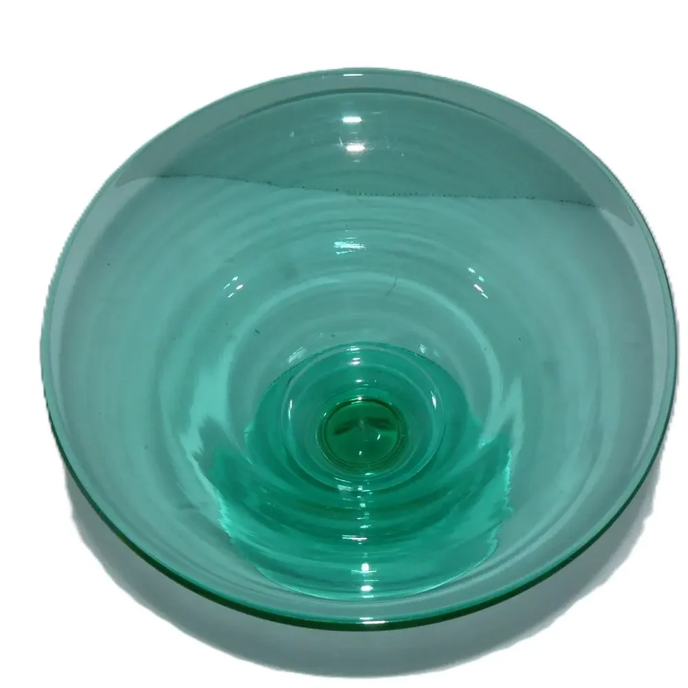 Vtg Uranium Green Glass Compote Pedestal Bowl Footed 7